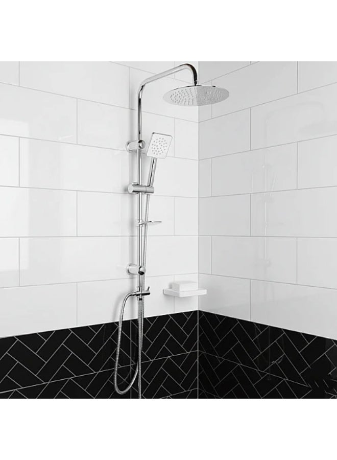 Shower Column with Round Handheld Shower – Stainless Steel 304, Chrome - Image 1